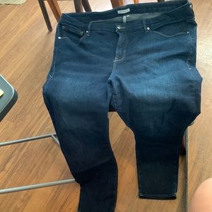 Good American - Good Legs, high rise, solid dark blue, ankle, skinny jeans.